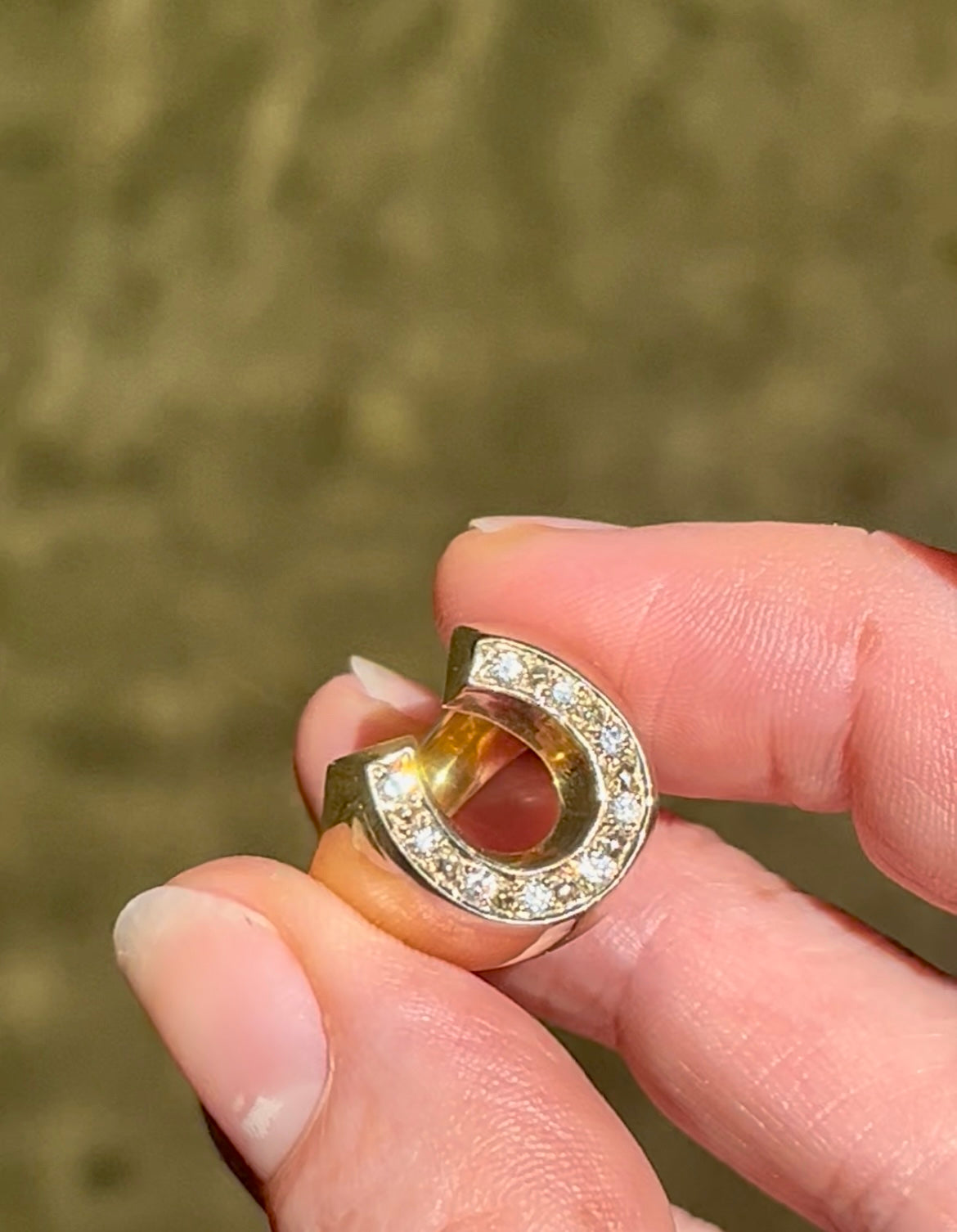 Diamond and 14k horseshoe ring