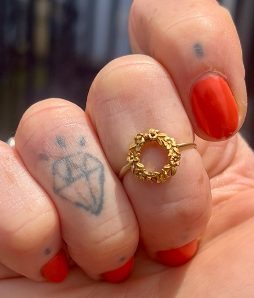 Antique wreath stickpin conversion ring
