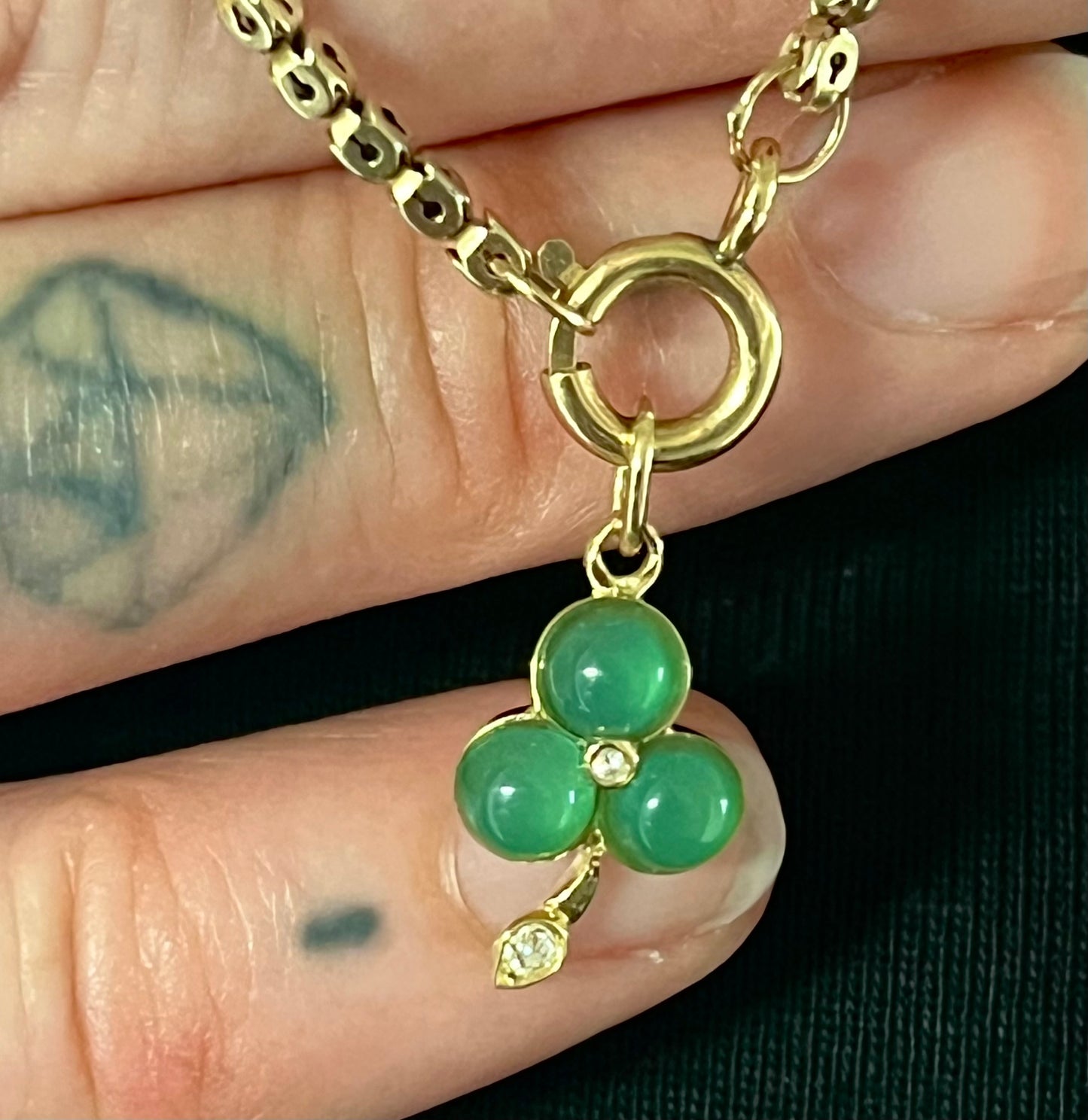 Chrysoprase clover charm