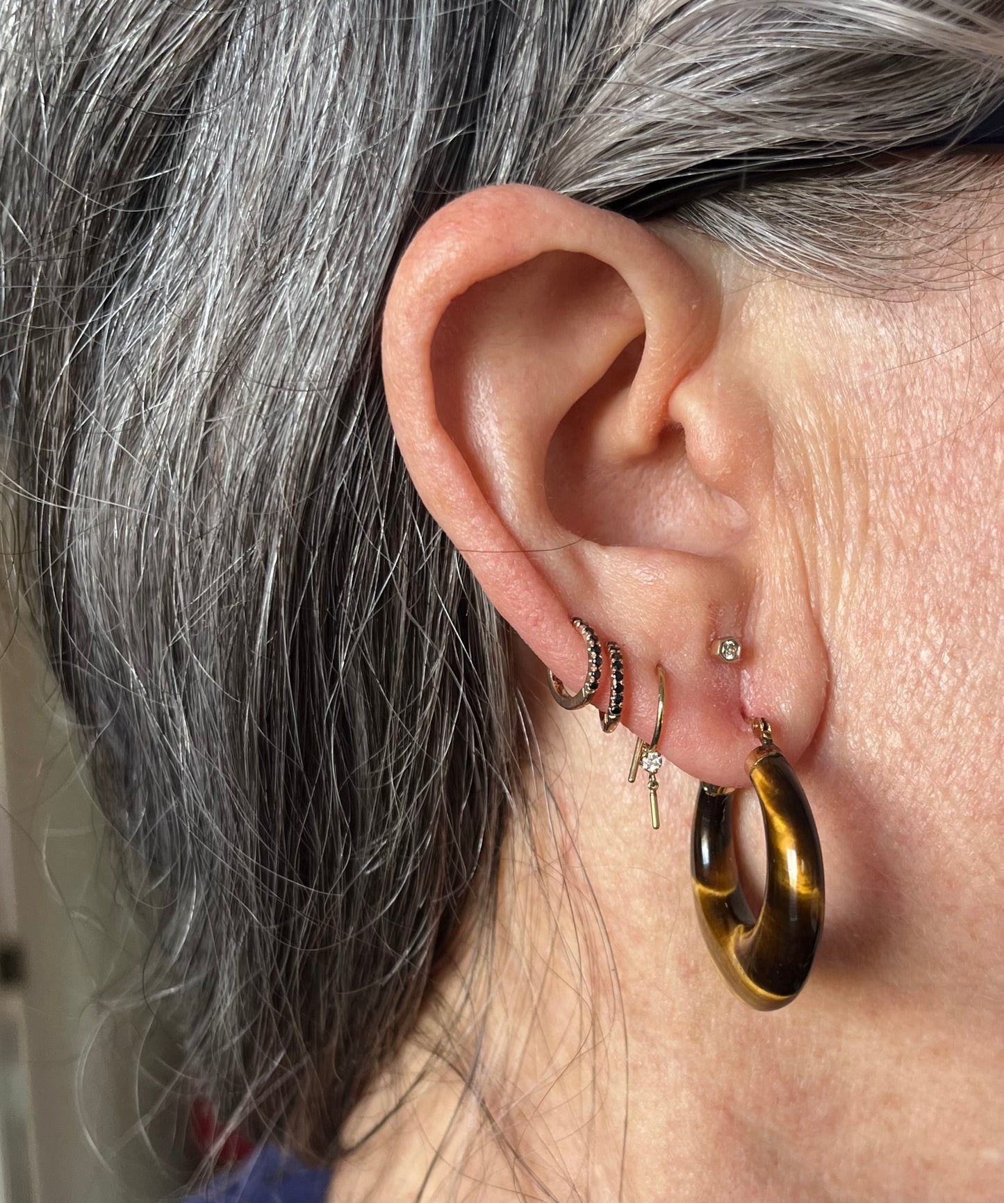 Tigers eye / 14k hoops