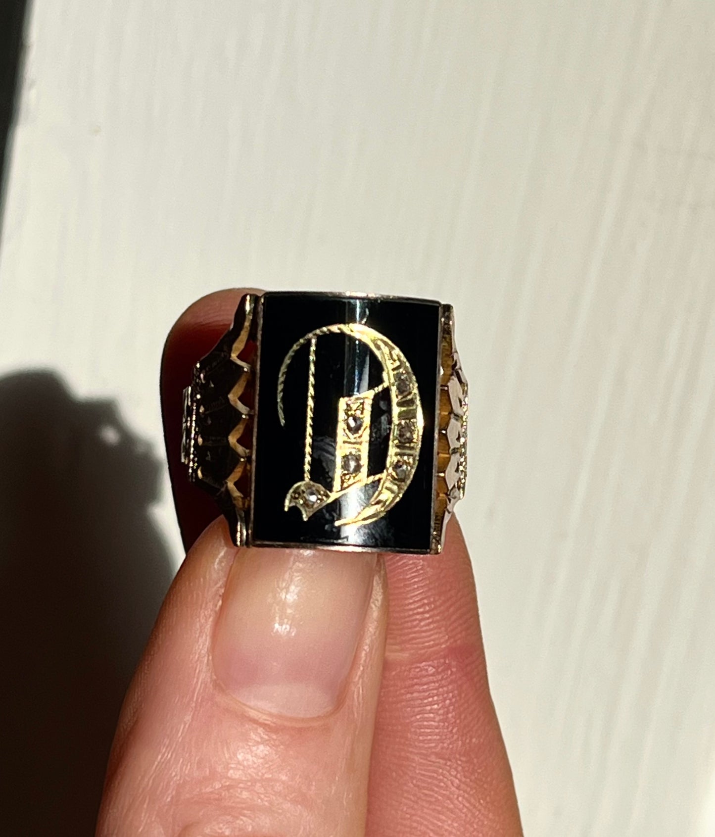 Gothic C antique ring