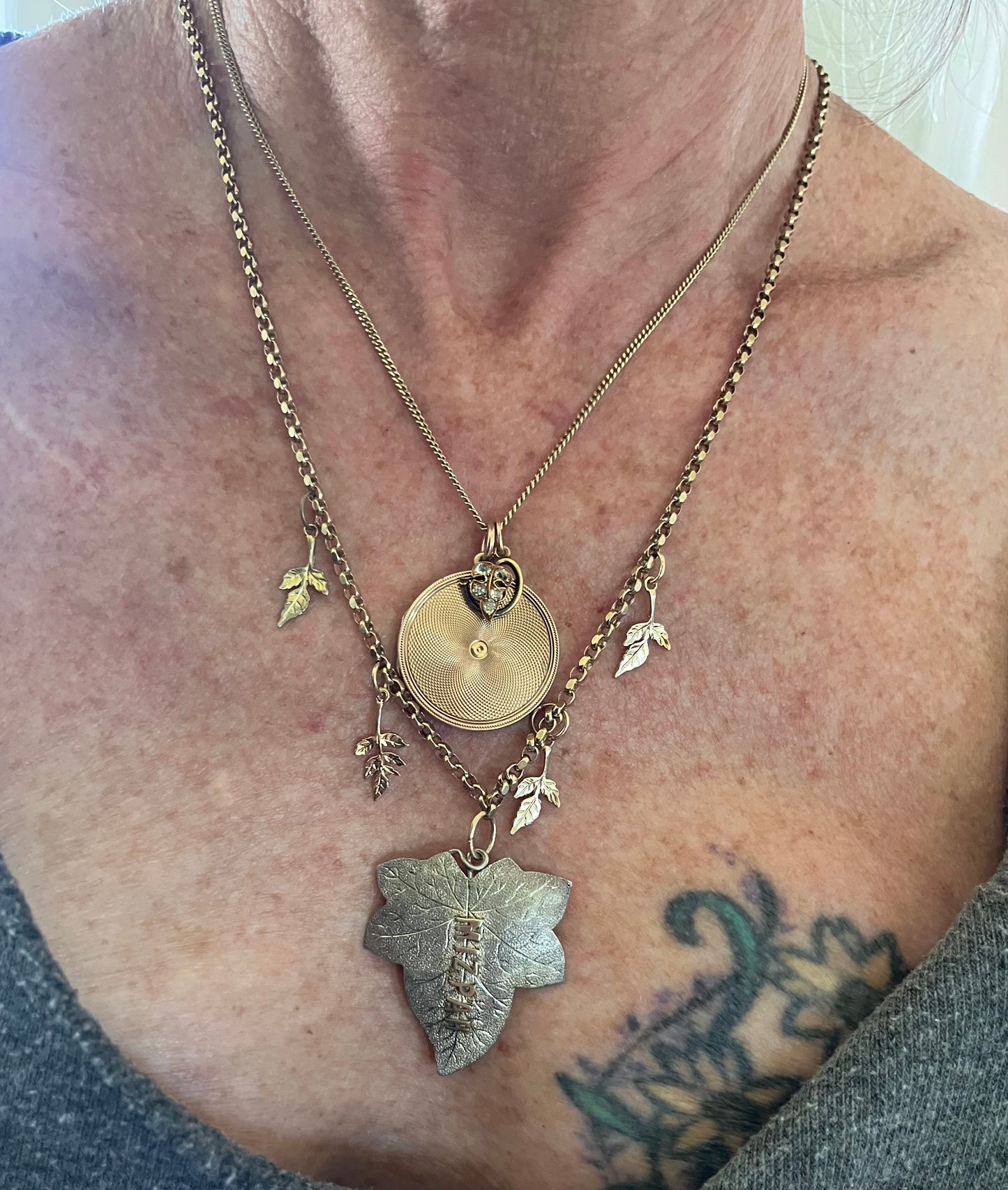 Mizpah leaf necklace