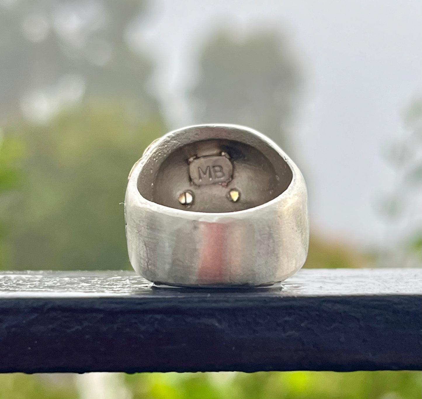 Skull ring- sterling silver, gold and champagne diamonds