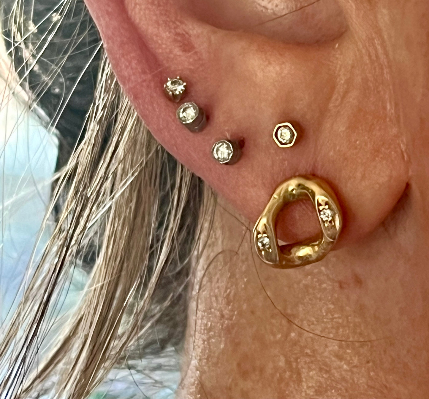 Curb link earrings with diamonds