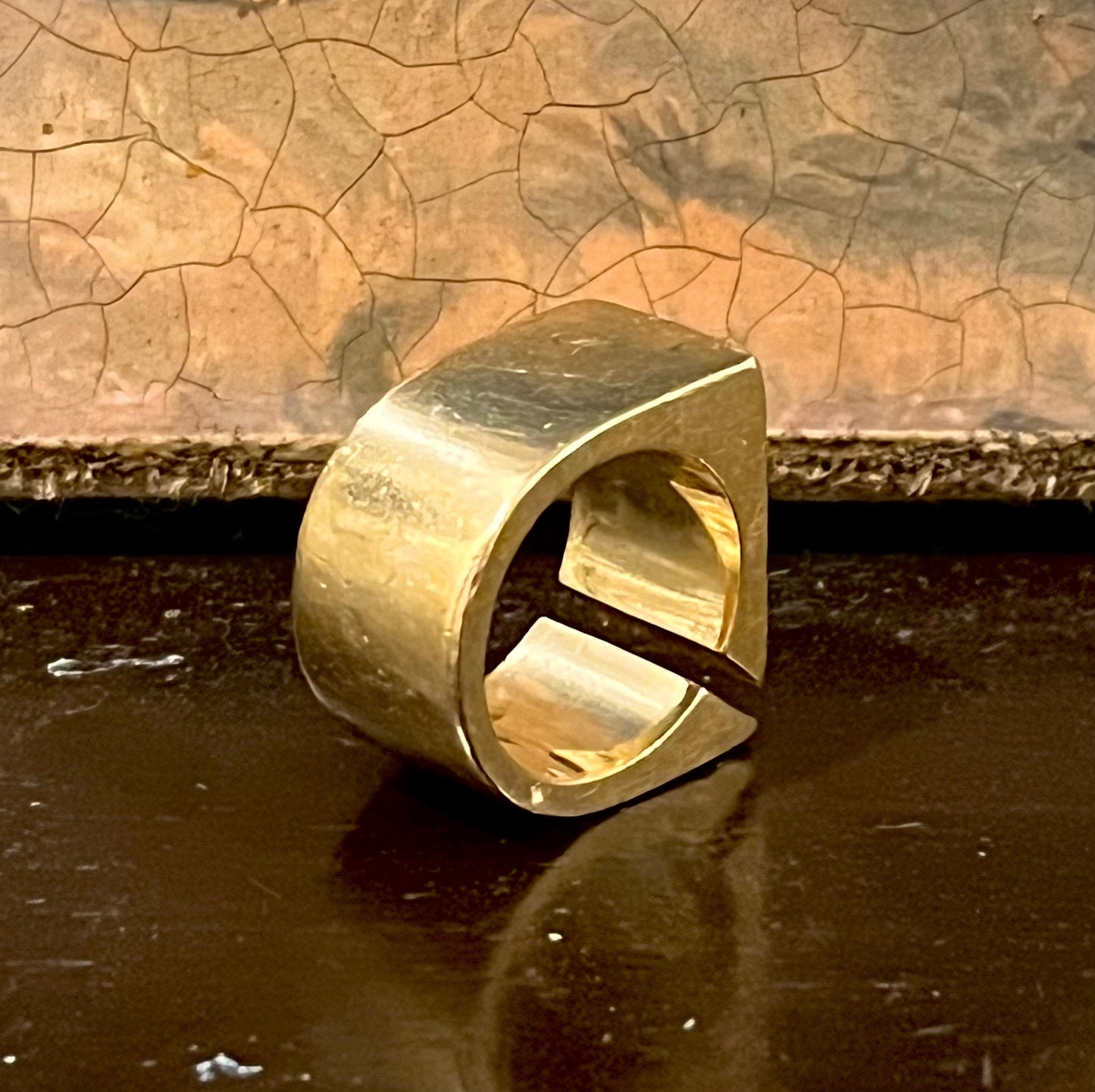 Heavy plain 14k signet ring