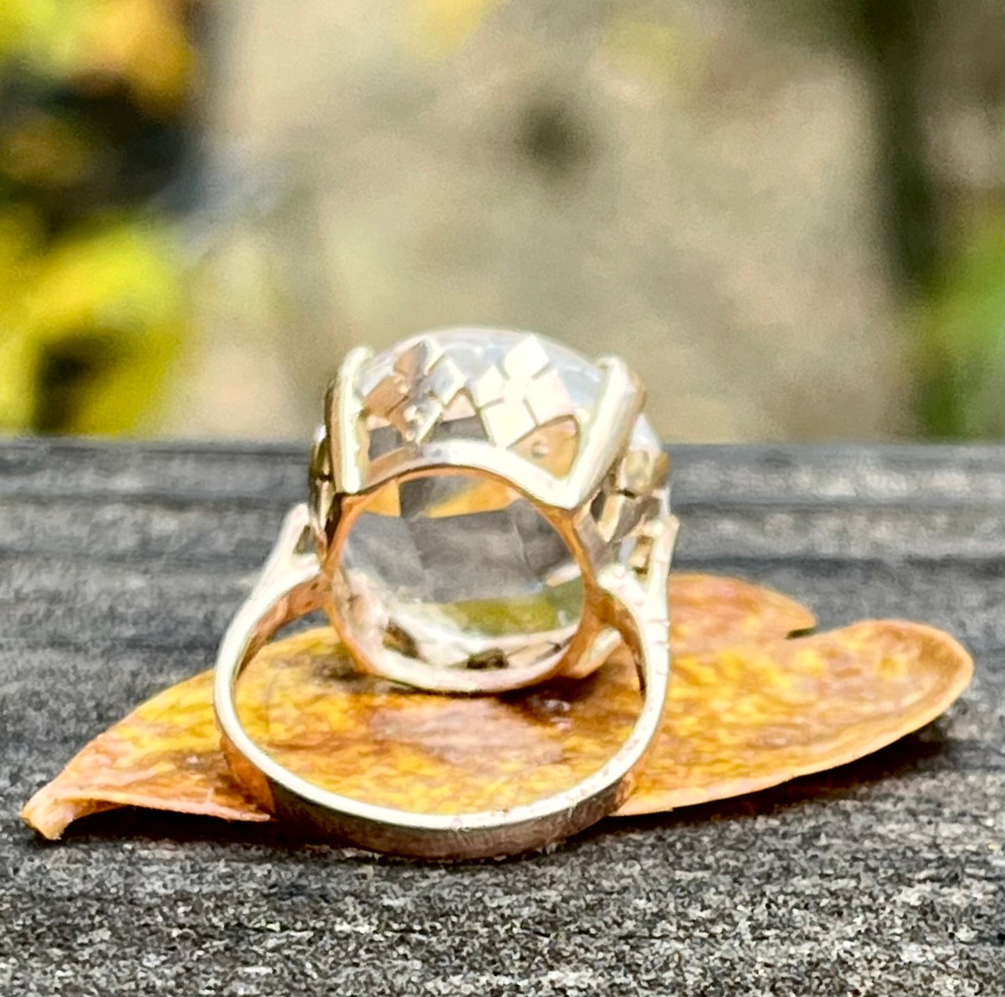 Rock crystal cocktail ring