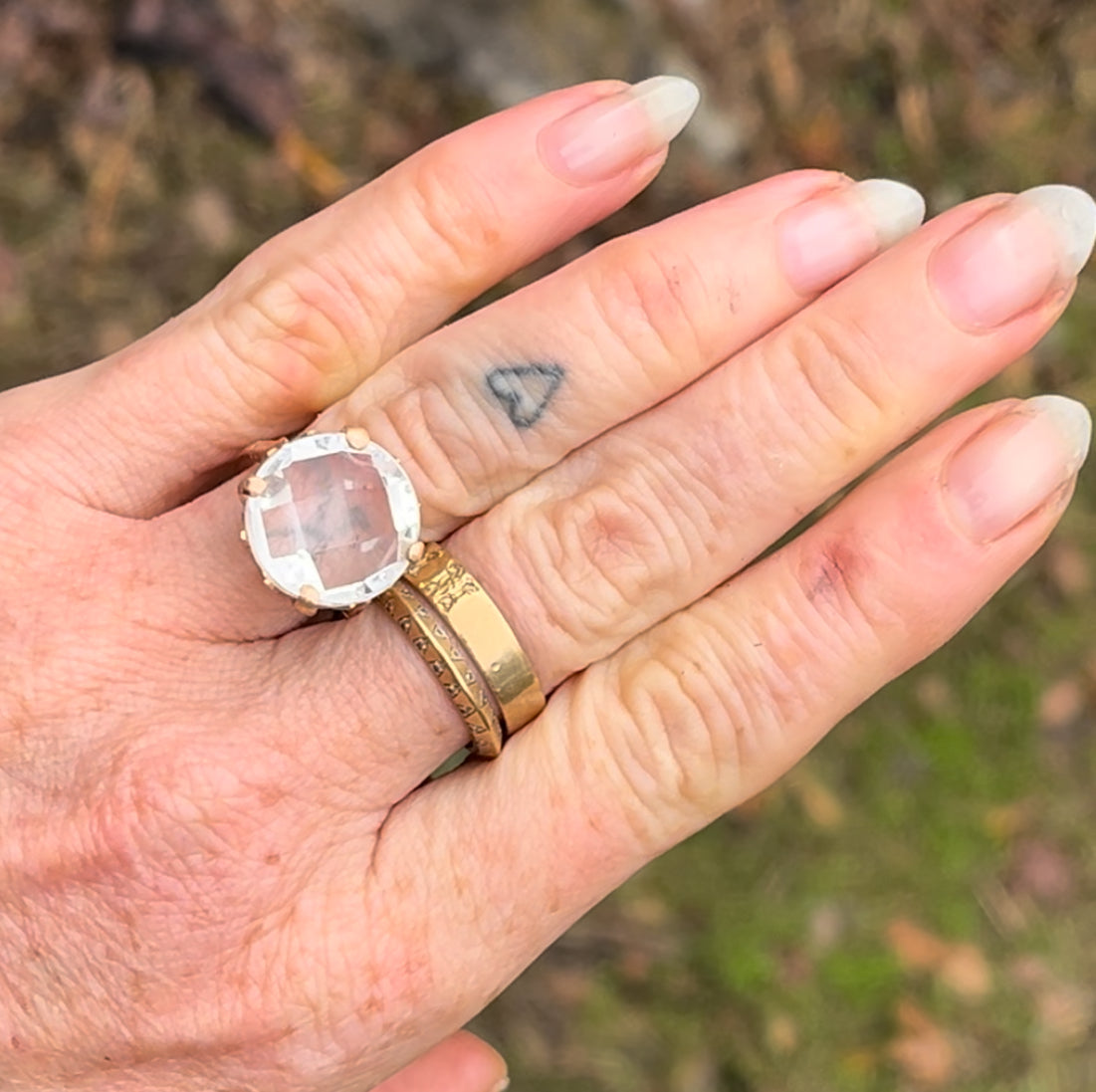 Rock crystal cocktail ring