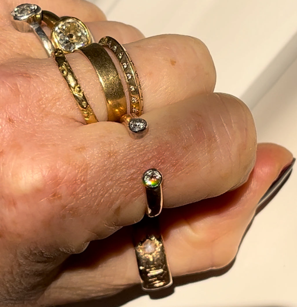 Rose gold open diamond ended band and a good story