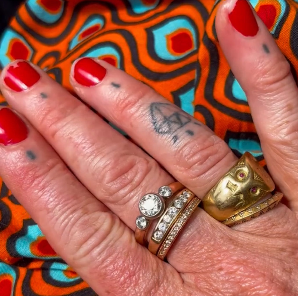 Rose gold open diamond ended band and a good story