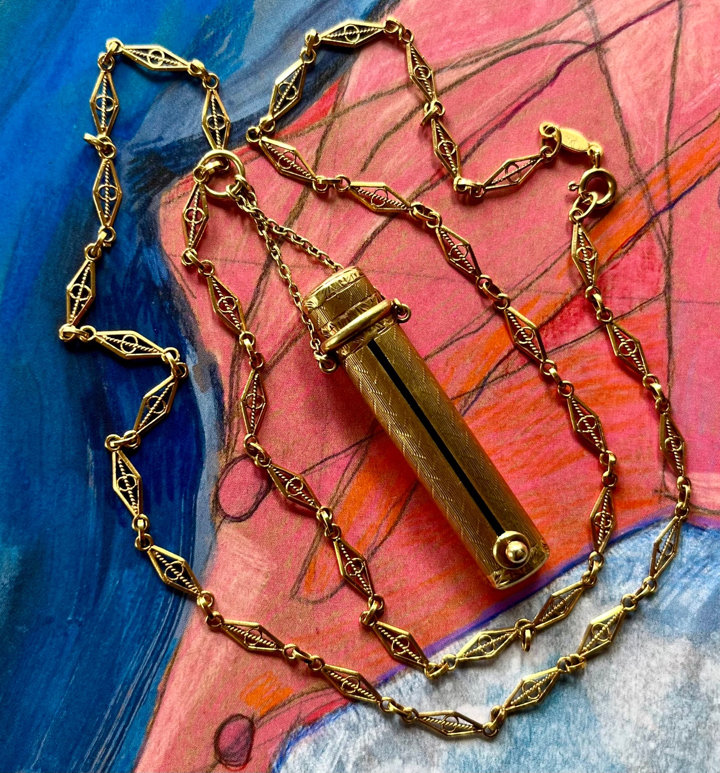 Antique 14k Tiffany lipstick case/ pendant