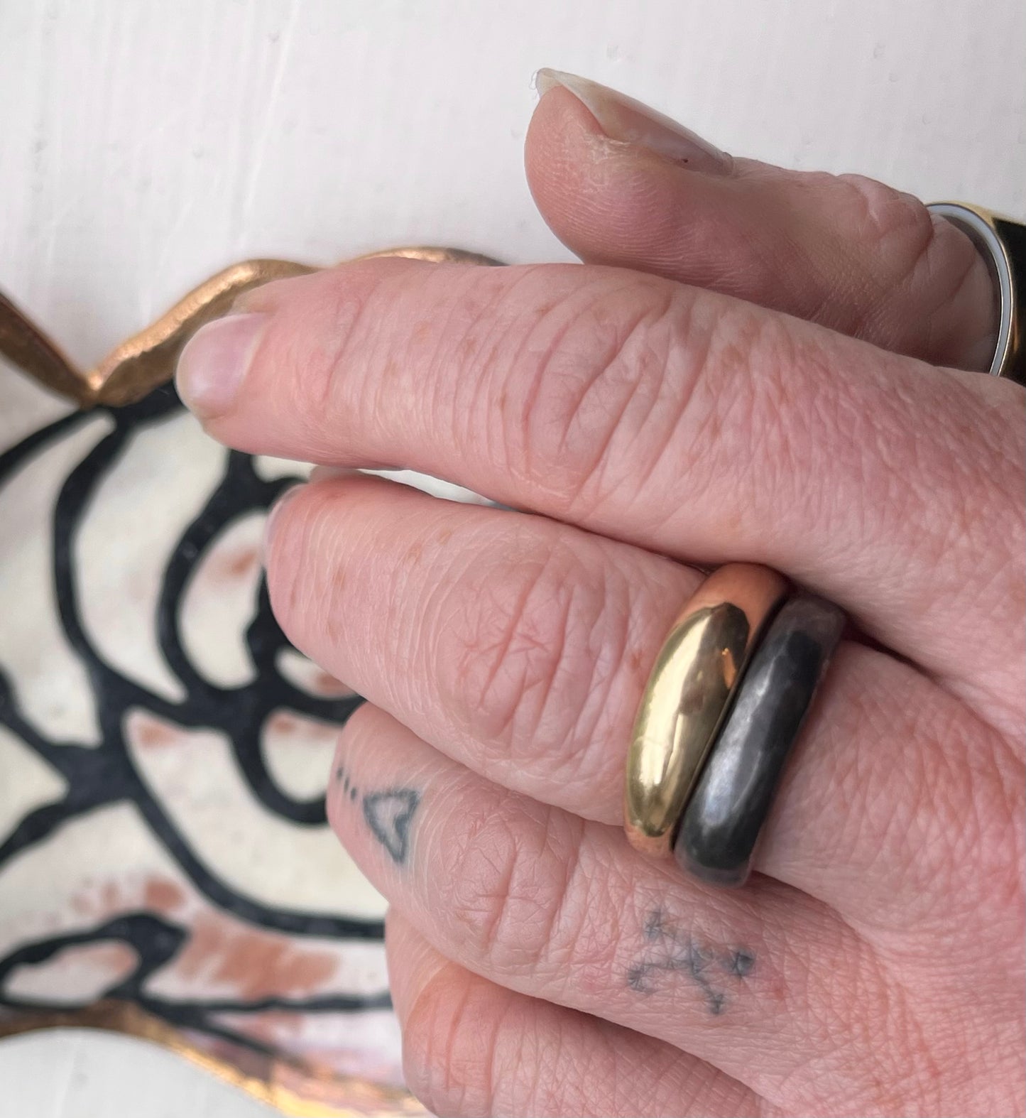 Handmade oxidized silver donut ring