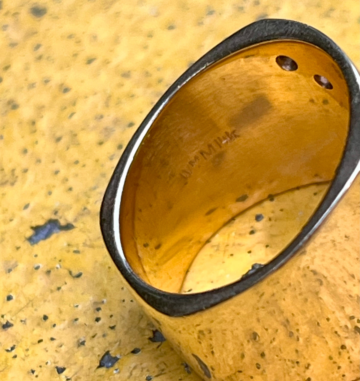 Wide vintage 14k diamond band