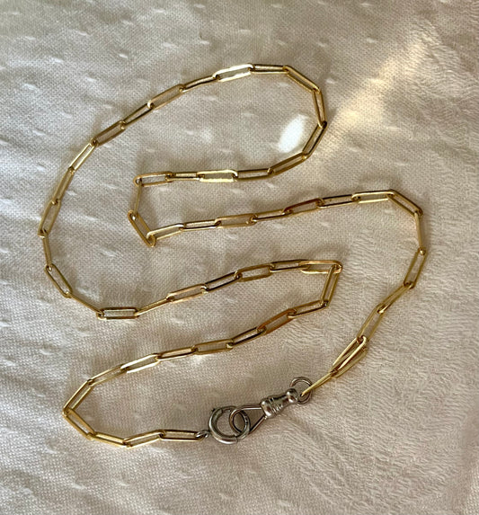 18k paperclip chain with white gold clasps