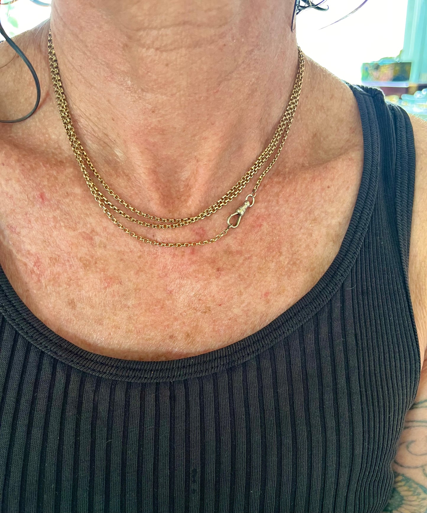 14k long cable link necklace