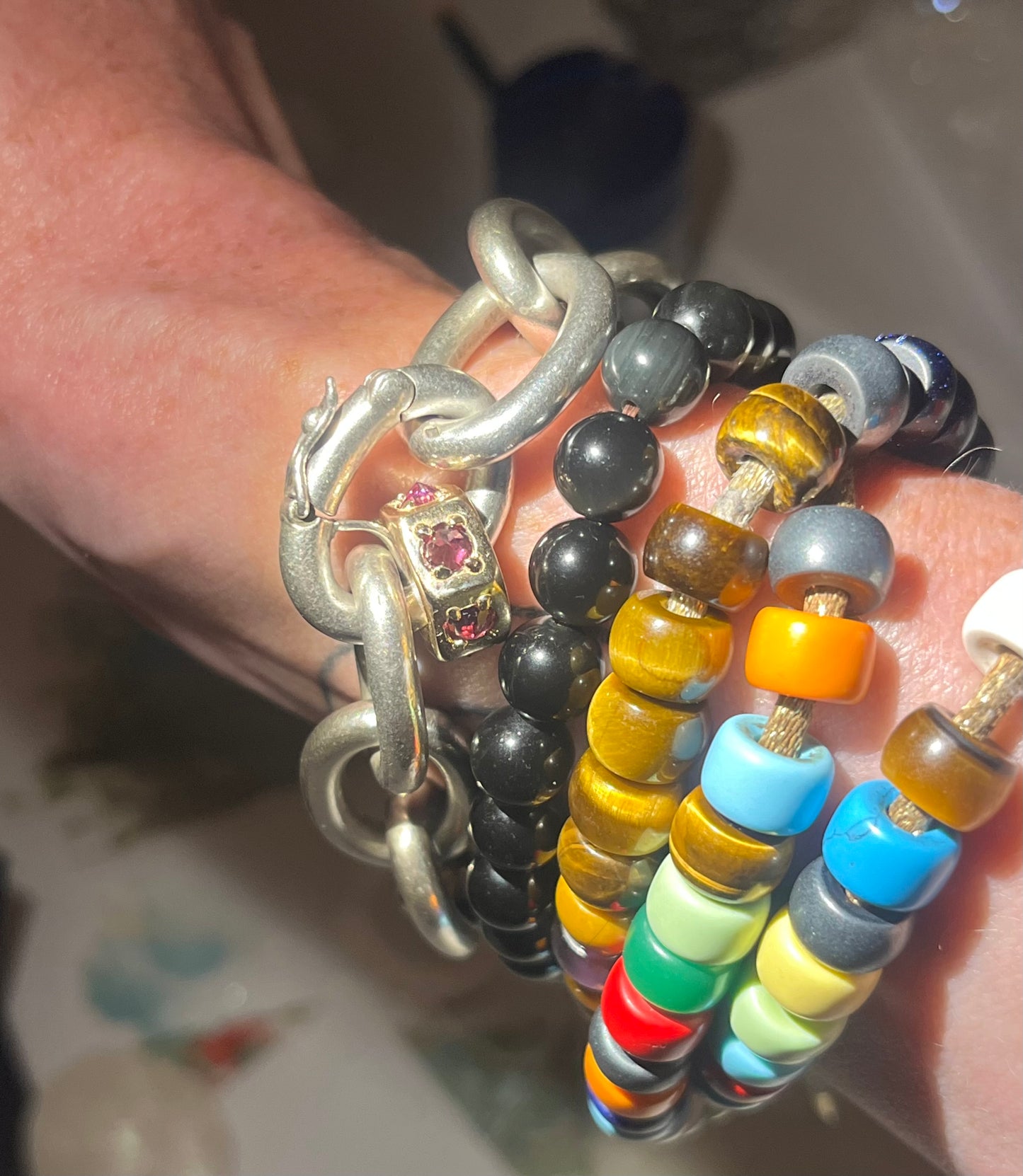 14k nut with rhodolite garnets