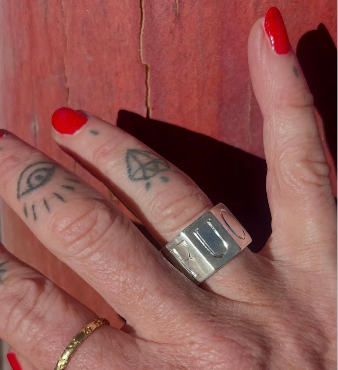 "F That" silver ring