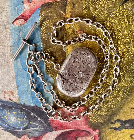 Silver antique vesta watch chain