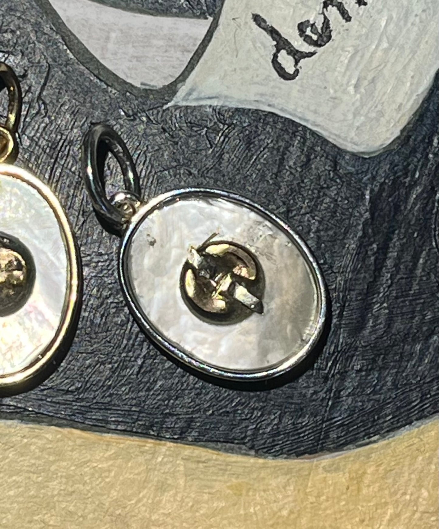 Shibayama charm with silver bezel