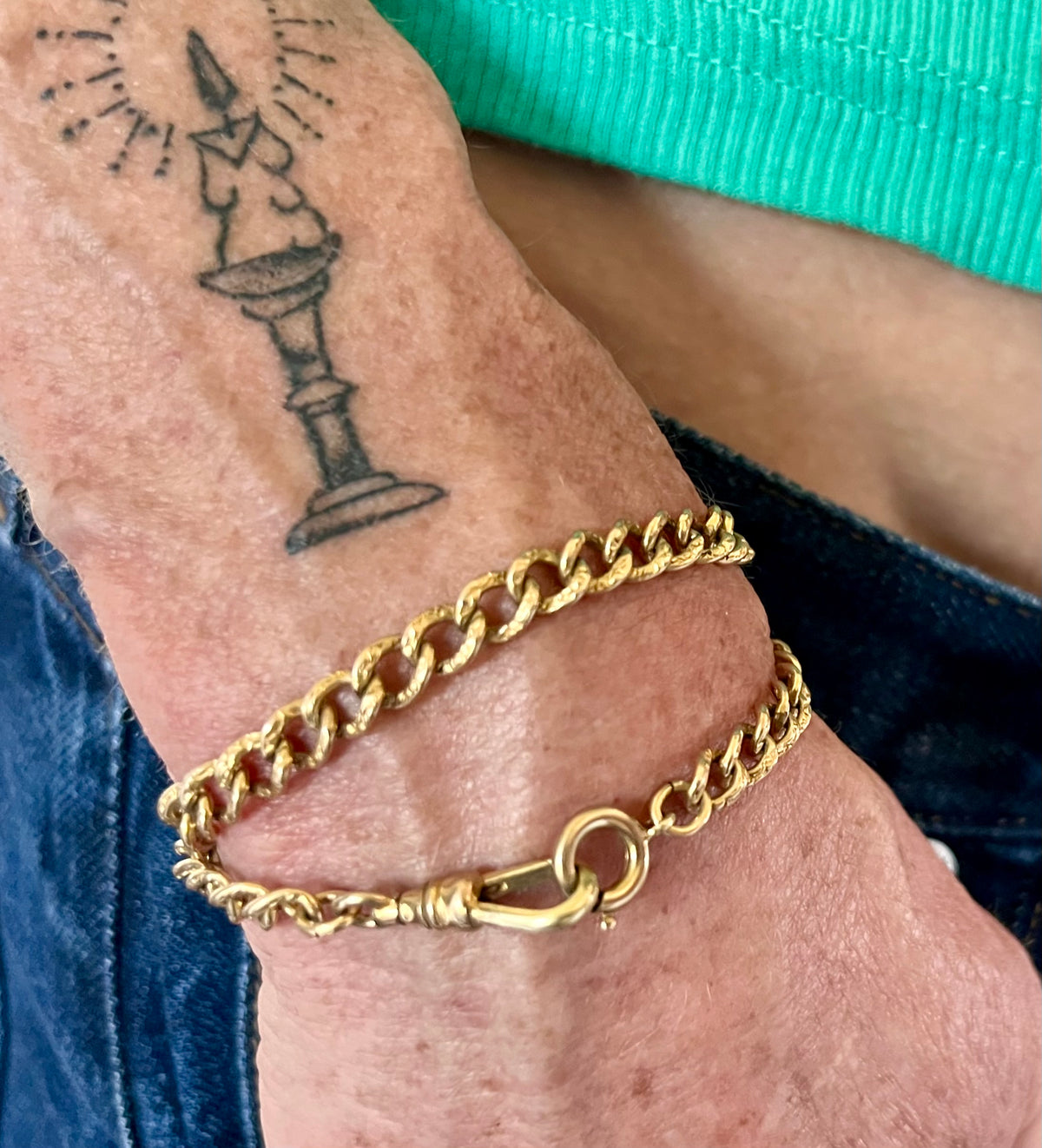 antique gold fill ornate curb chain