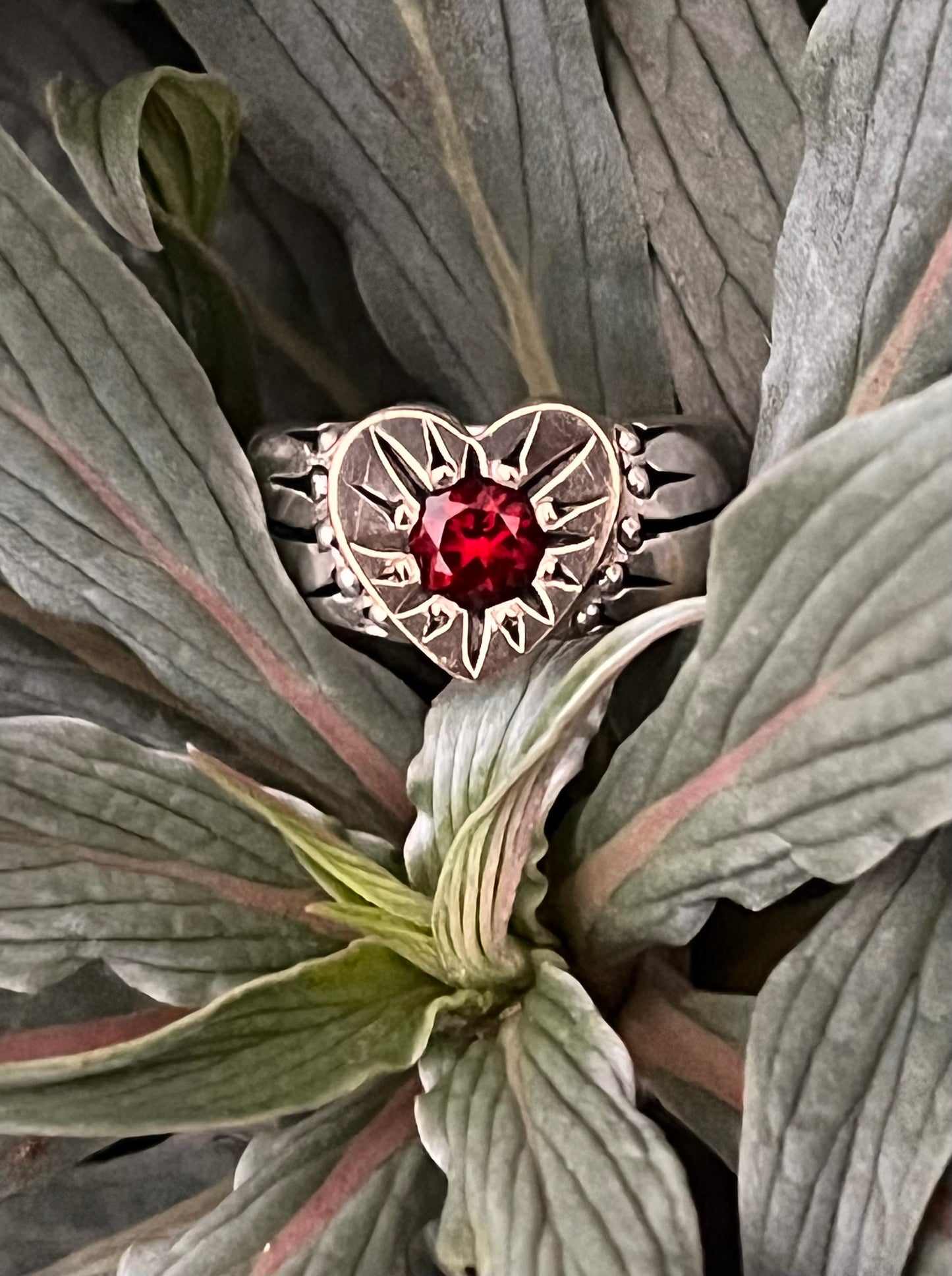 Garnet heart ring