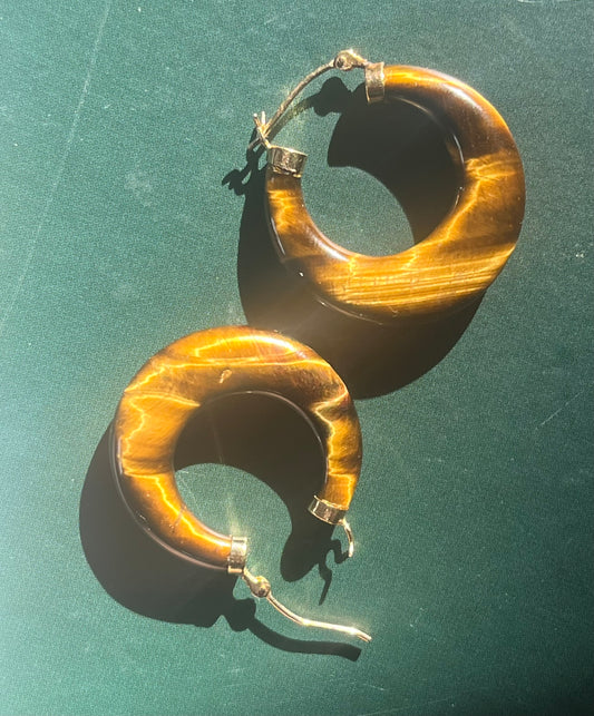 Tigers eye / 14k hoops