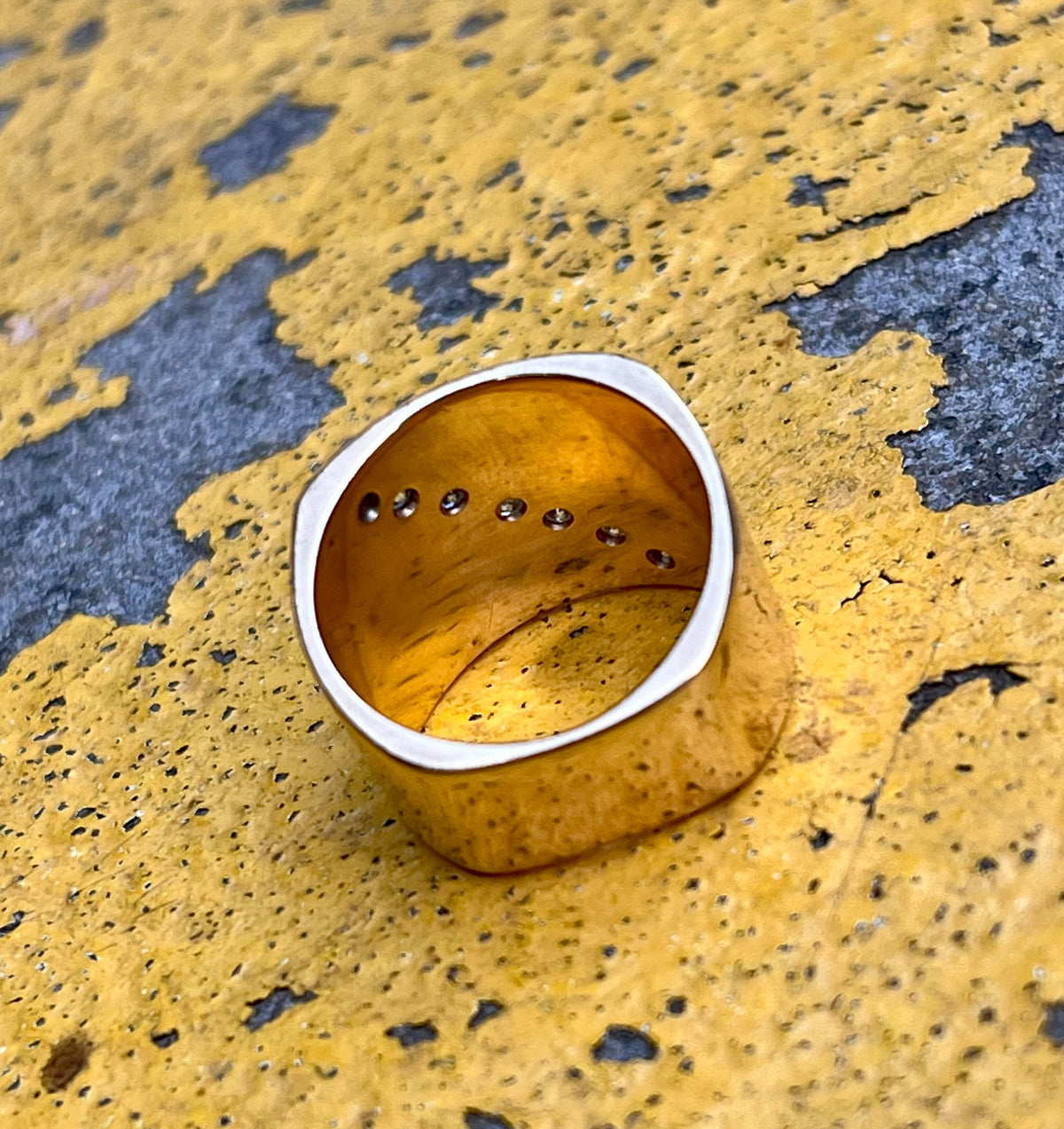 Wide vintage 14k diamond band