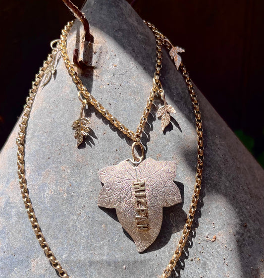 Mizpah leaf necklace