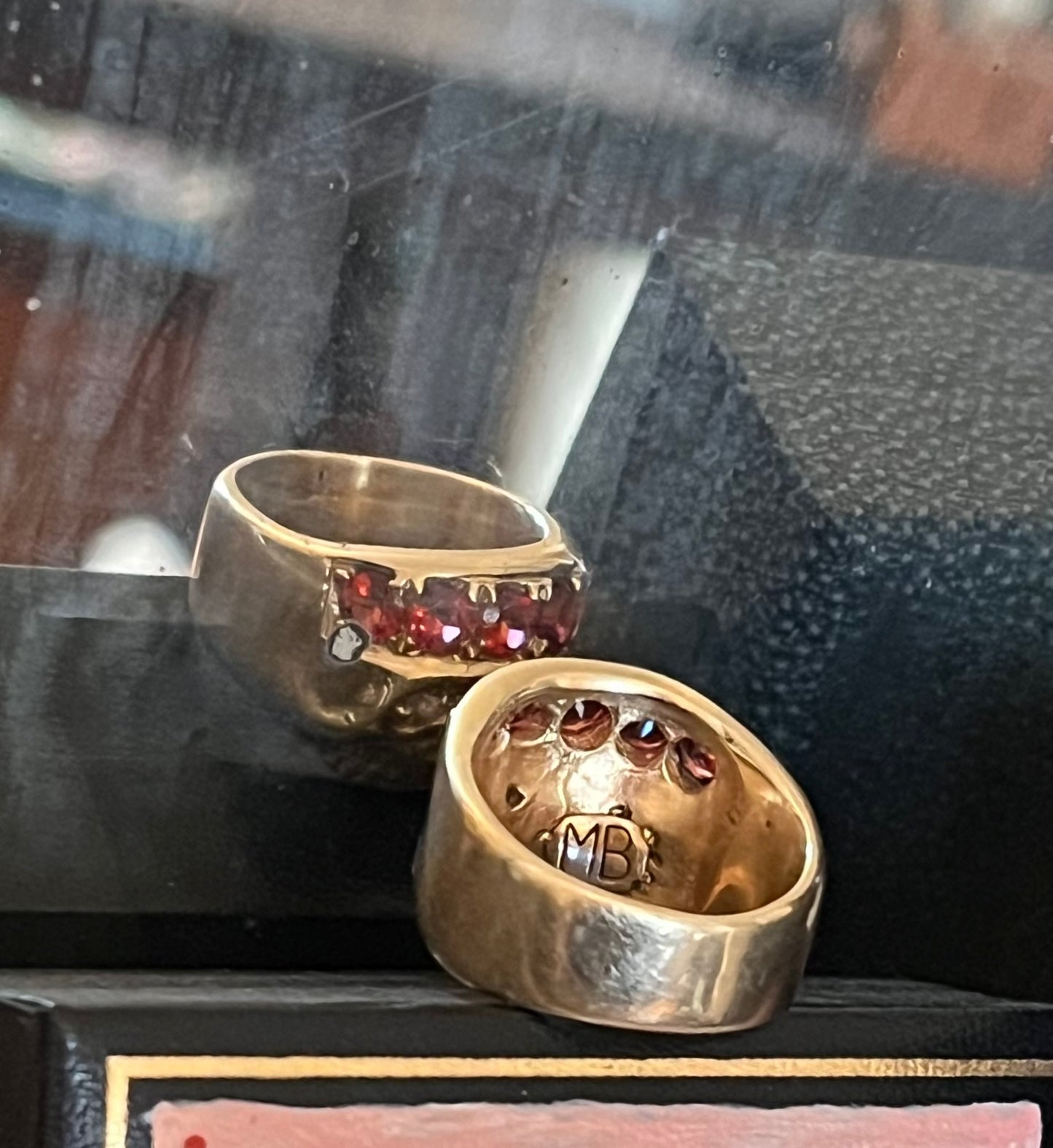 Gold Skull with old cut diamonds and garnets