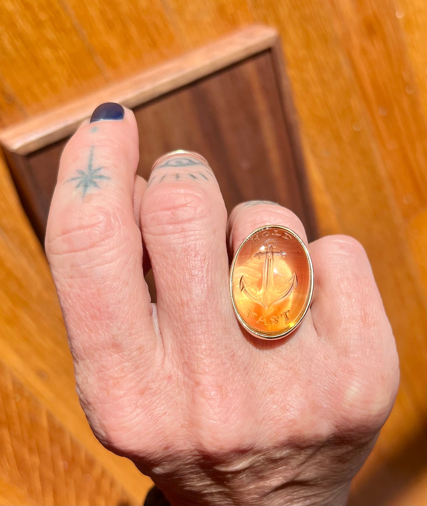 "Hold Fast" citrine anchor ring