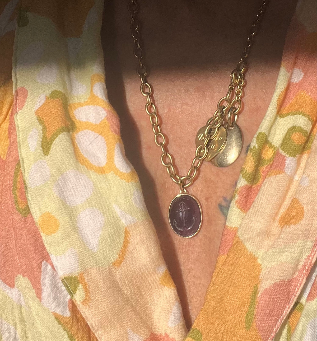 "Hold Fast" amethyst anchor pendant