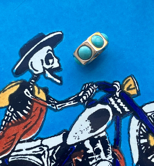 14k medium nut with turquoise cabochons