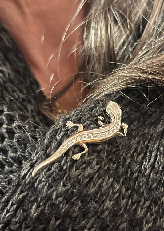 14k lizard pin