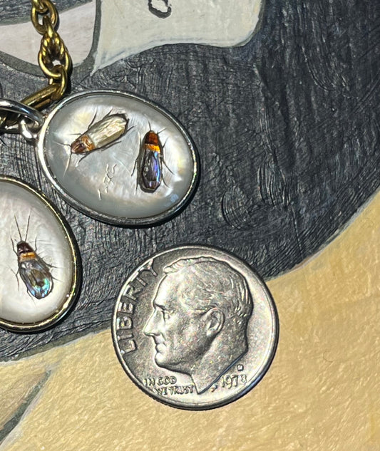 Shibayama charm with silver bezel