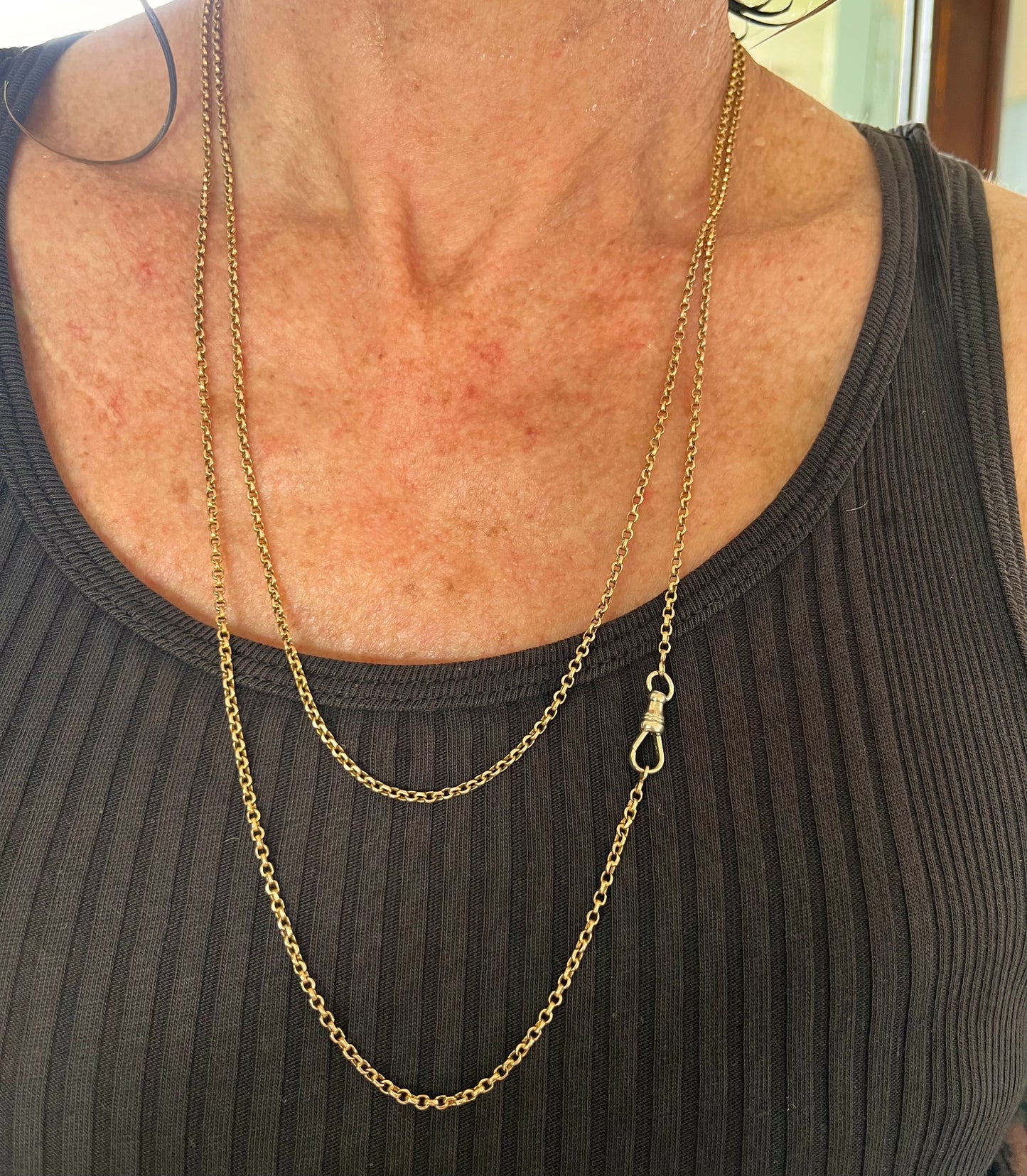 14k long cable link necklace