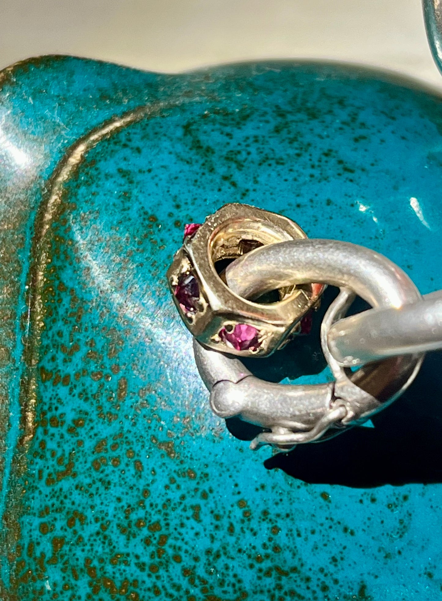 14k nut with rhodolite garnets