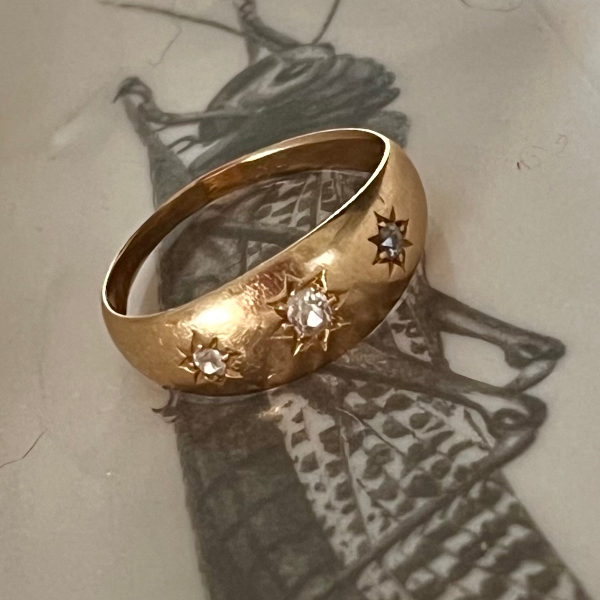 Antique star set diamond ring