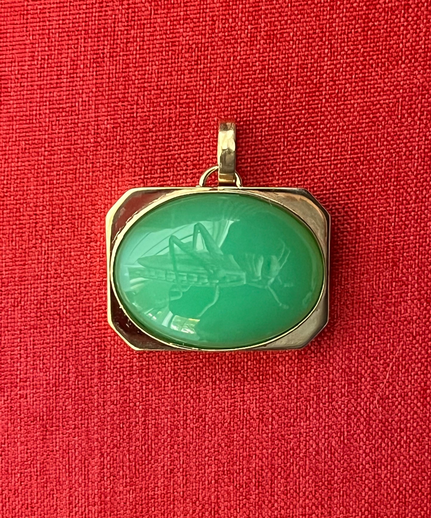 Chrysoprase grasshopper locket