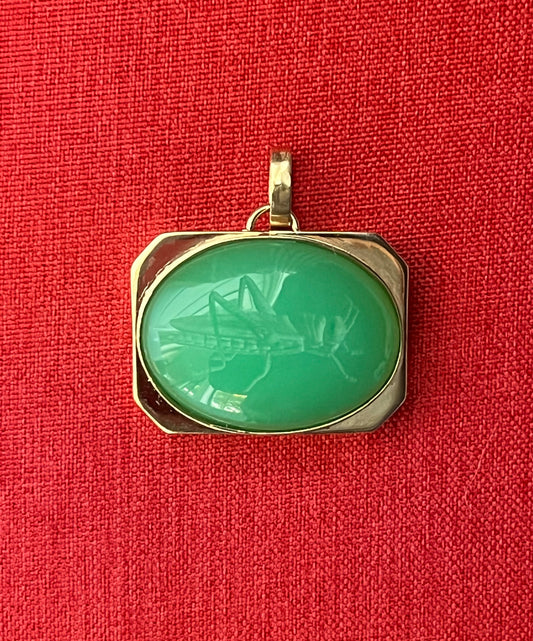 Chrysoprase grasshopper locket