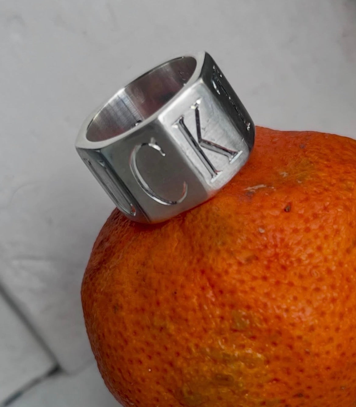 "F That" silver ring