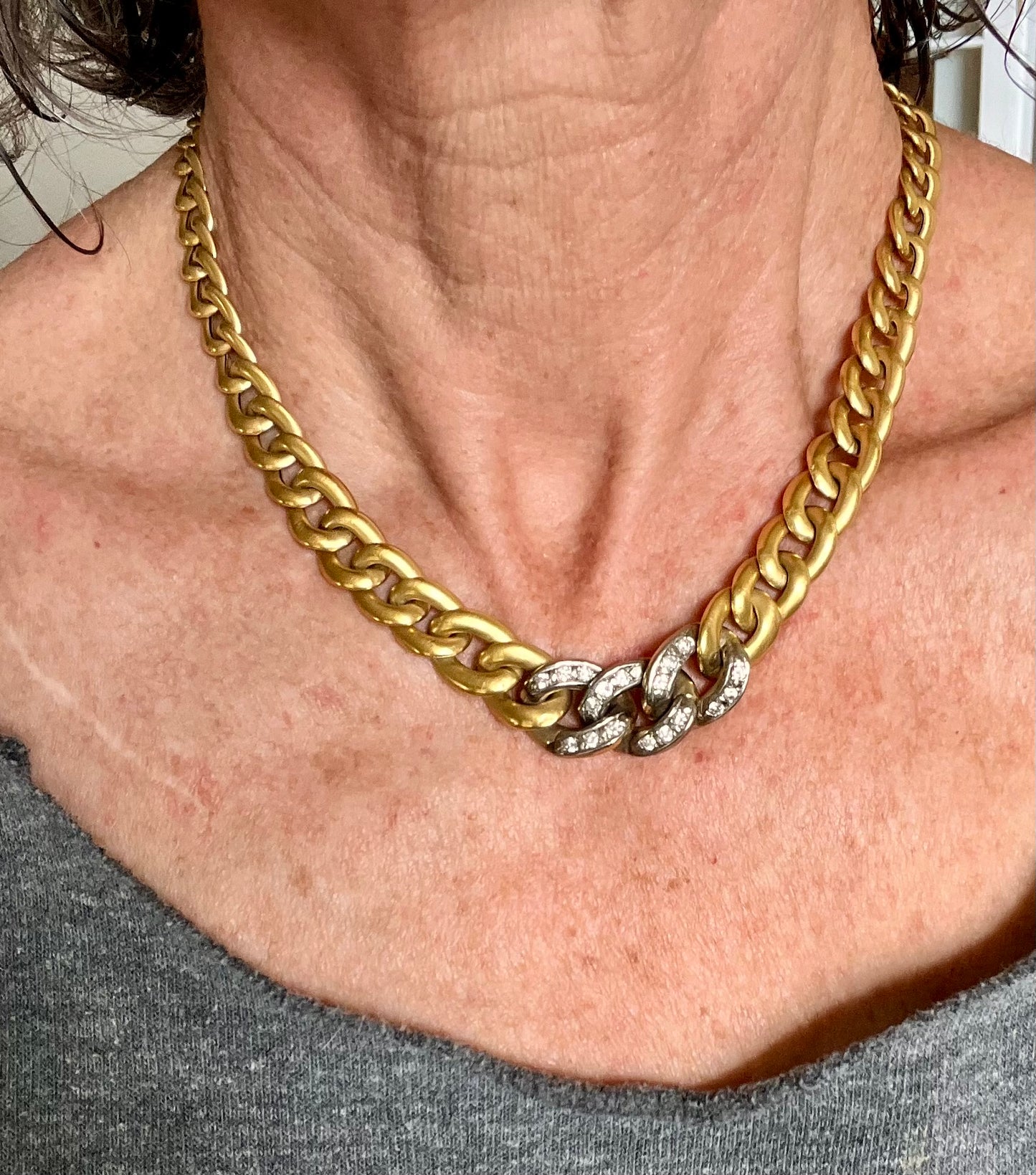 18k curb necklace with diamonds