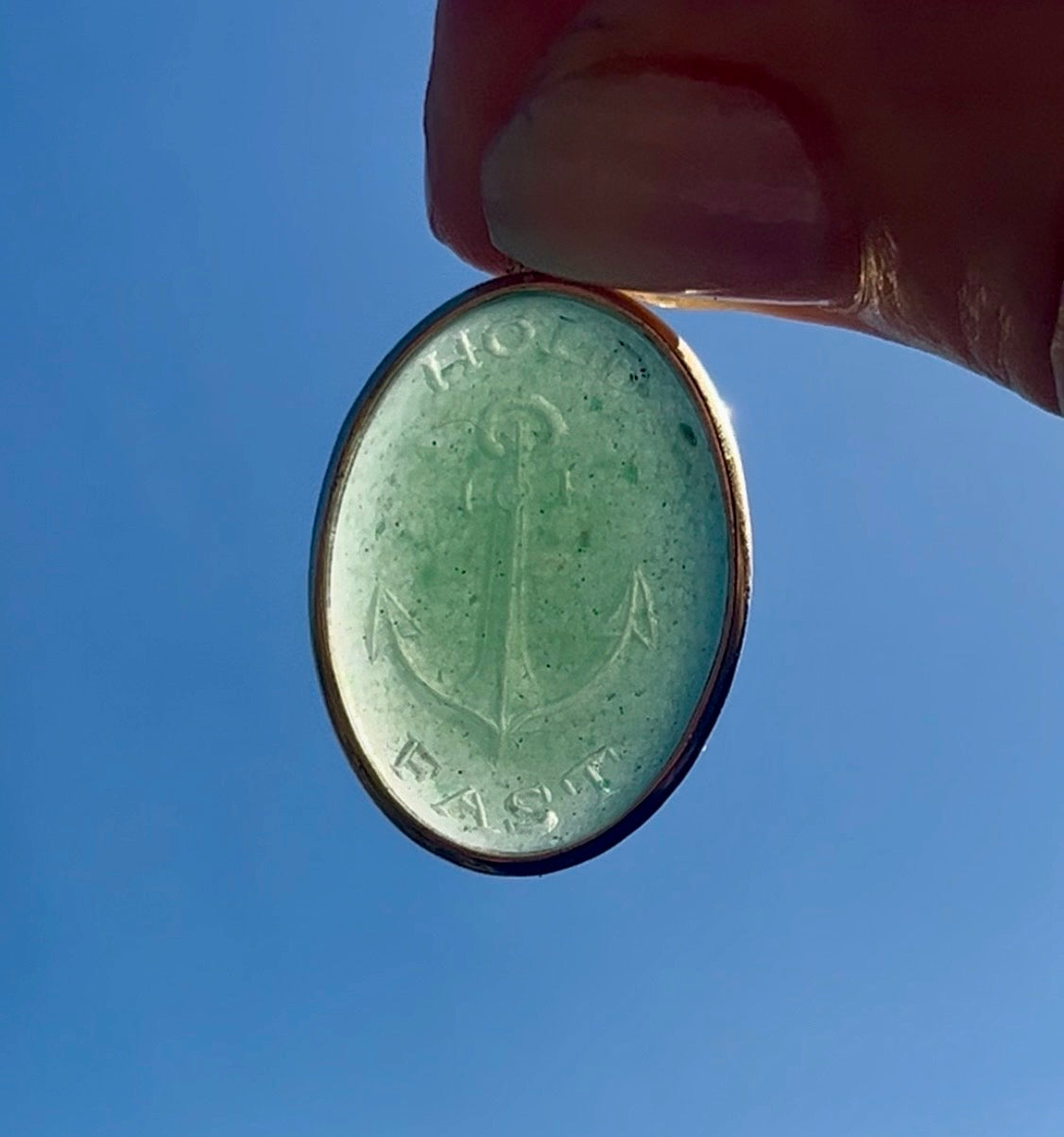 "Hold Fast" anchor pendant in aventurine