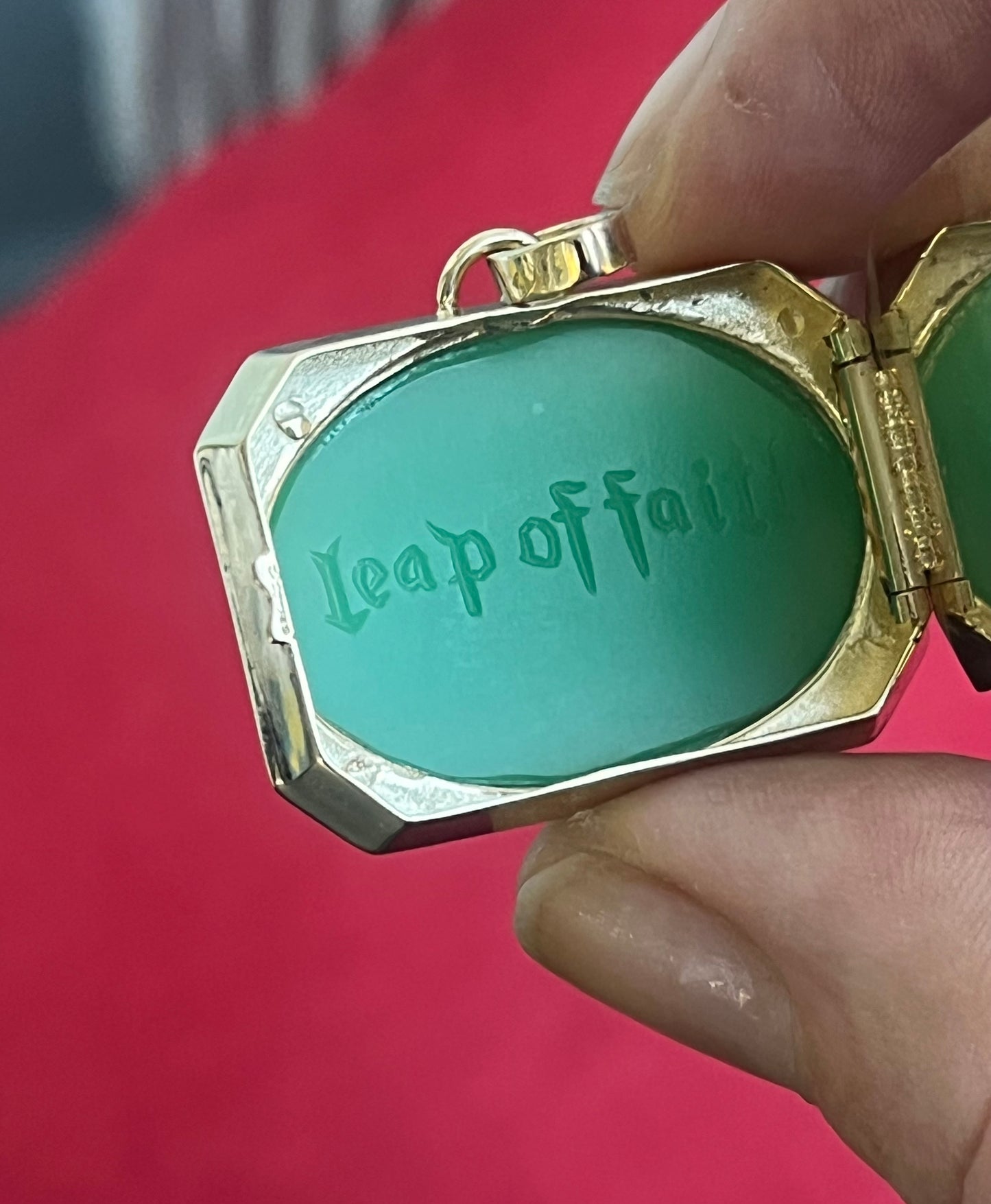 Chrysoprase grasshopper locket