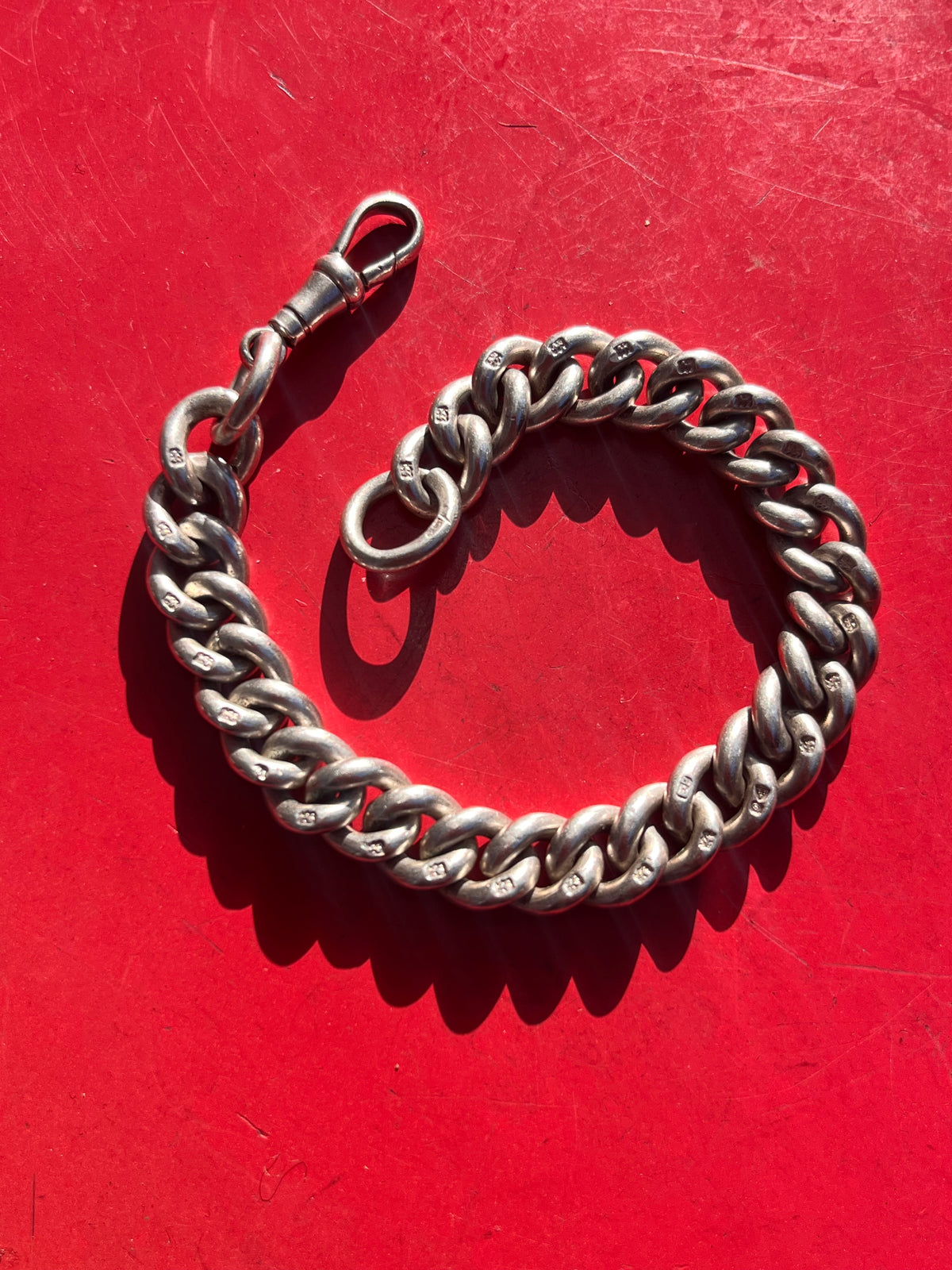 Antique silver curb  bracelet