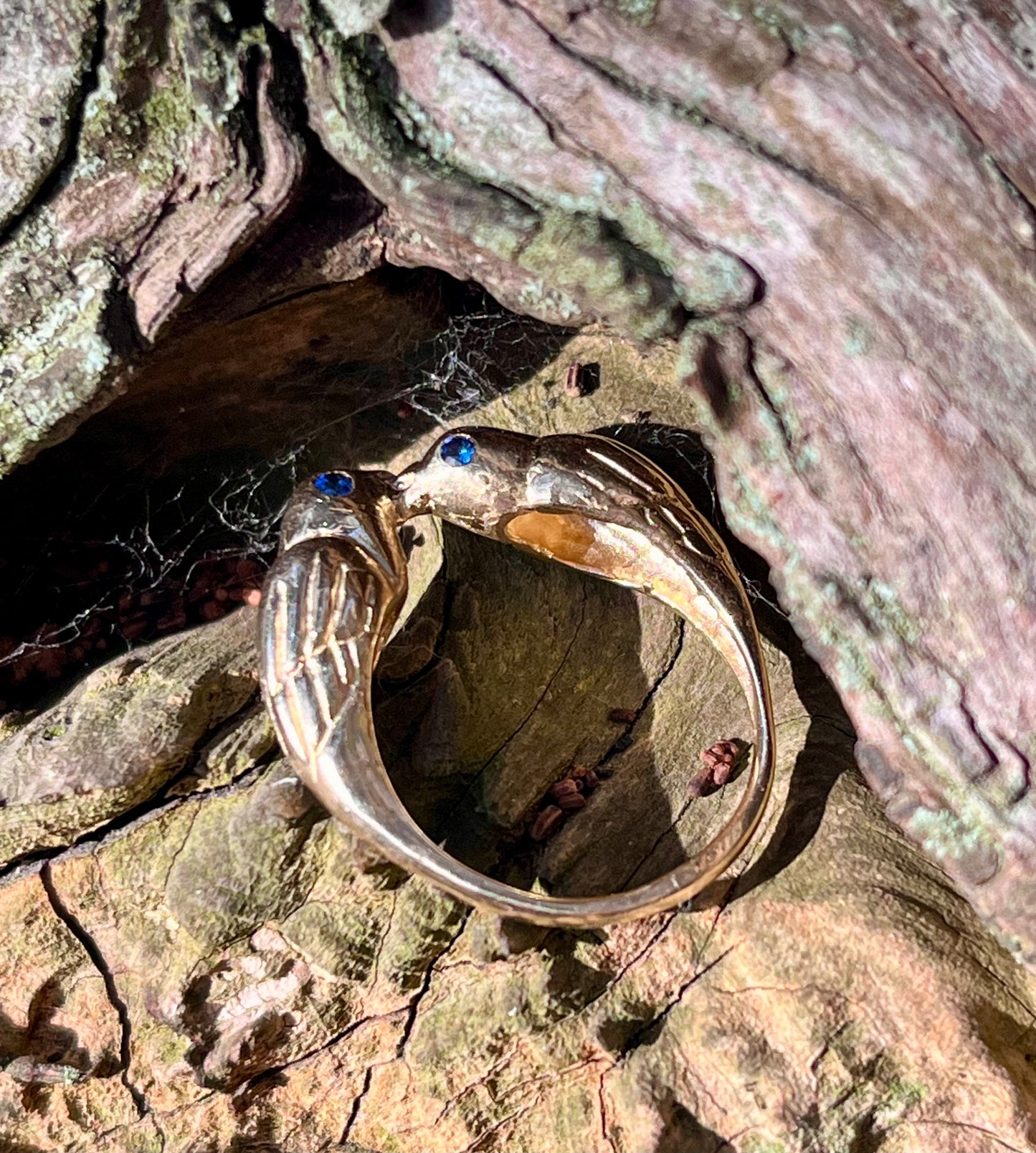 Mama and baby bird ring