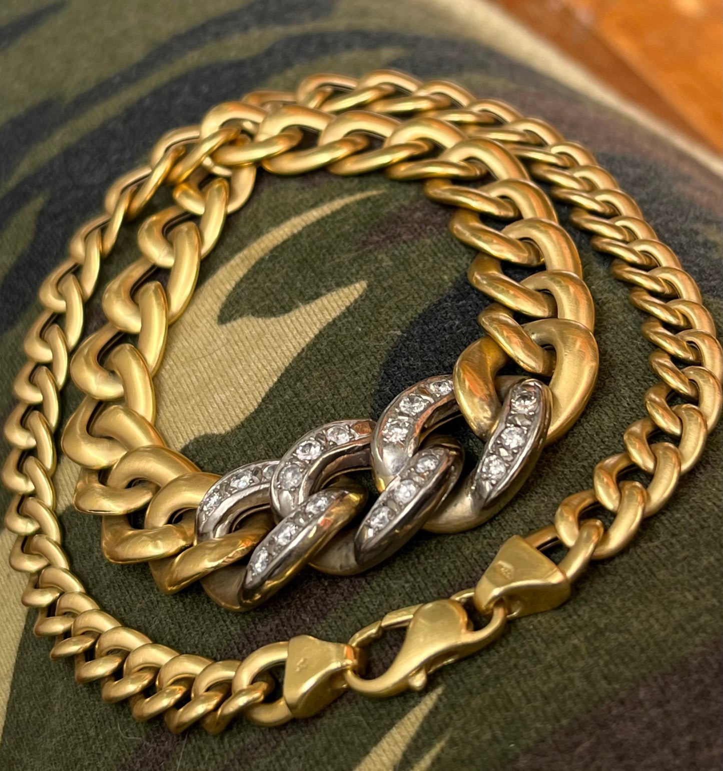 18k curb necklace with diamonds