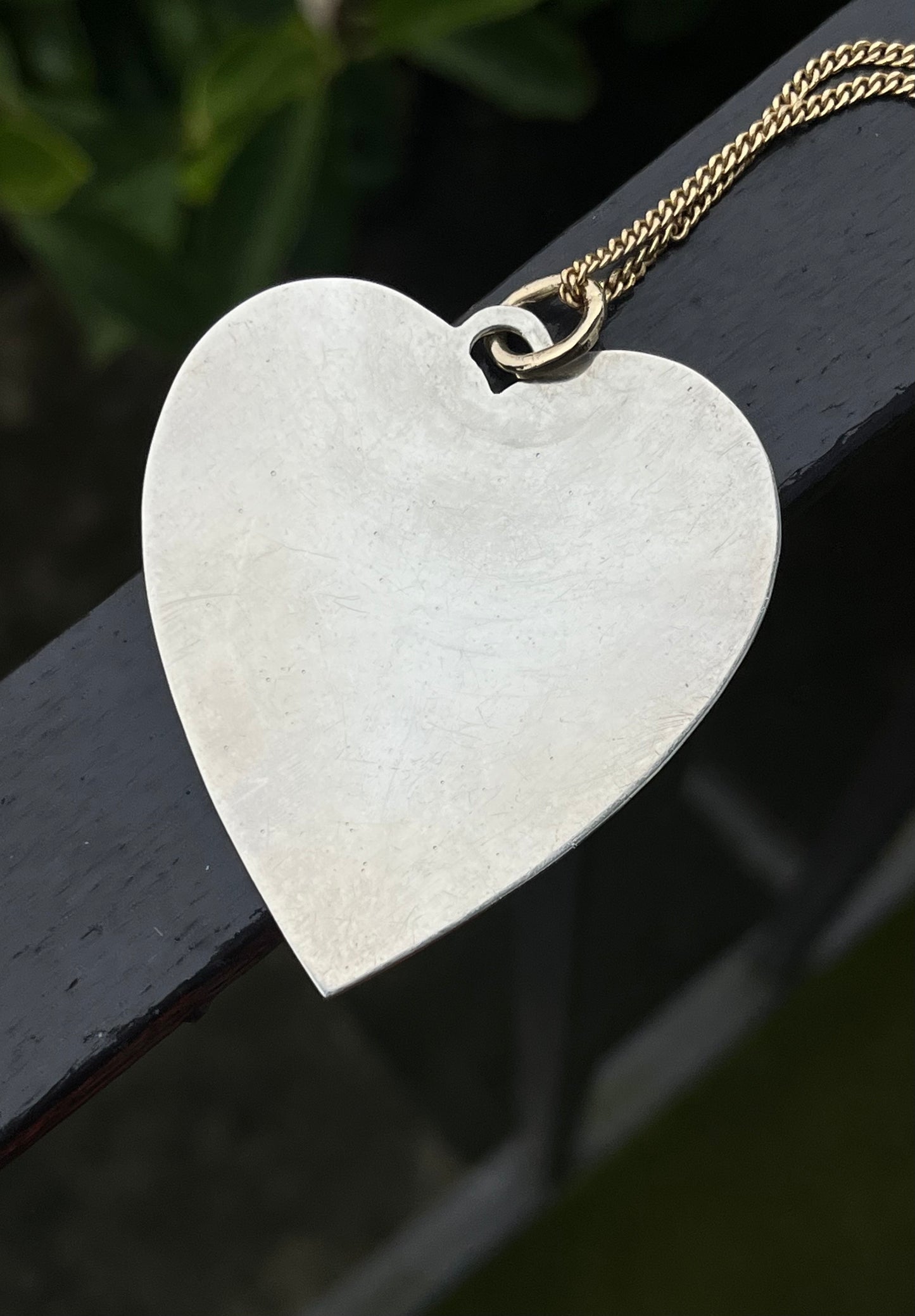 large, vintage sterling silver Tiffany and Co heart pendant