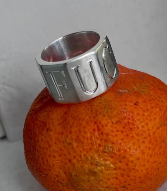 "F That" silver ring