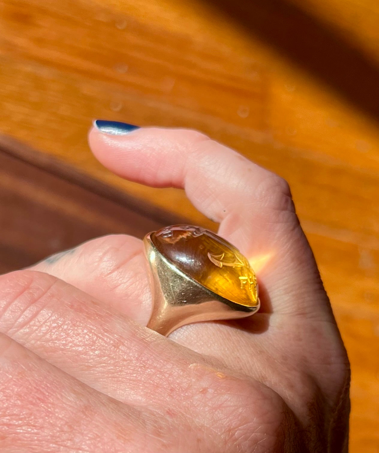 "Hold Fast" citrine anchor ring