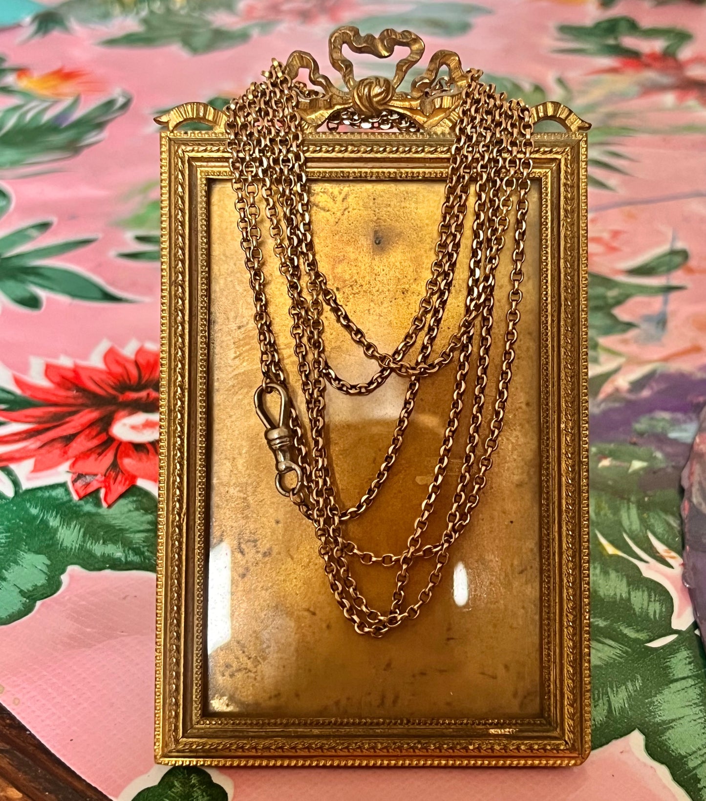 14k long cable link necklace