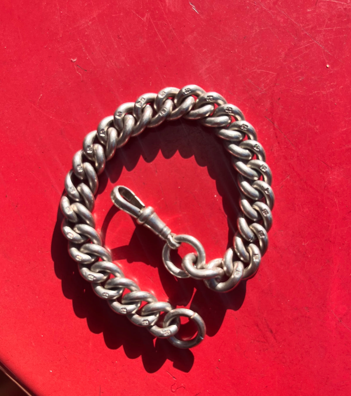 Antique silver curb  bracelet